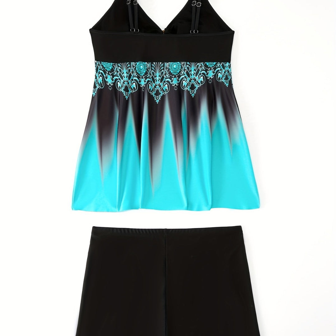 Damen Badeanzug-Set mit elegantem Muster und bequemen Shorts R&B