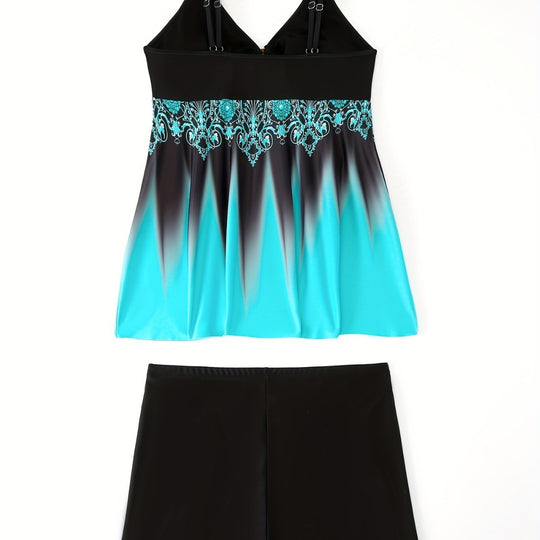 Damen Badeanzug-Set mit elegantem Muster und bequemen Shorts R&B