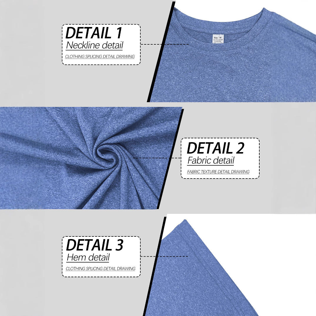 Herren nan meliertes Funktions-T-Shirt mit Rundhalsausschnitt, leichter Baumwollmischung und atmungsaktiver Struktur R&B