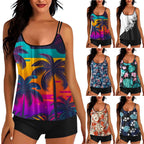 Damen Sportoberteil mit floralem Design und integriertem Shorts R&B
