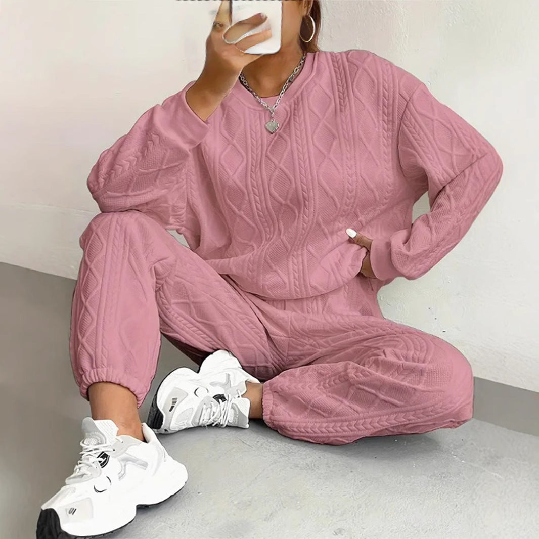 Damen gemütlicher Strick-Loungewear-Set mit Struktur