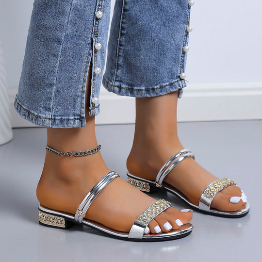 Damen Glitzernde Riemchen-Sandalen mit eleganten Verzierungen R&B
