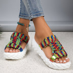 Damen Komfortable und stylische Sandalen mit breiten, geflochtenen Riemen R&B