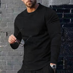 Herren hochwertiges Langarmshirt mit stylishem Rundhalsund und weicher Baumwollmischung R&B