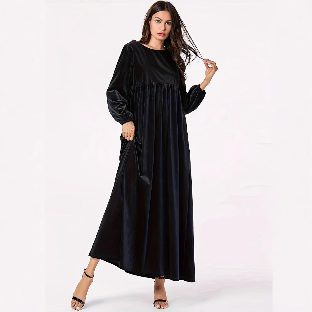 Damen Maxikleid aus luxuriösem Samt mit elegantem Faltenwurf R&B