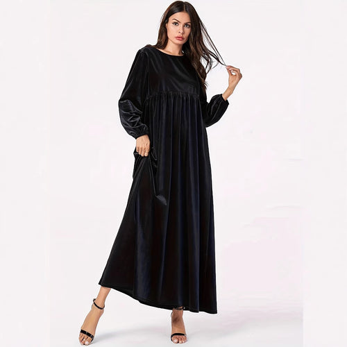 Damen Maxikleid aus luxuriösem Samt mit elegantem Faltenwurf R&B