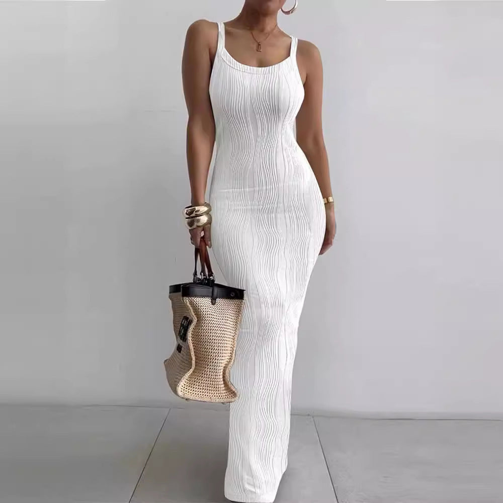 Damen Figurbetontes Maxikleid mit Rippenstruktur R&B