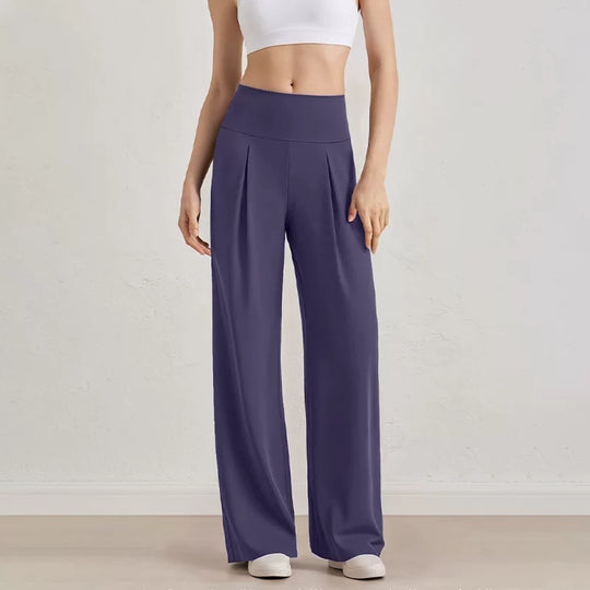 Damen Komfort-Faltenhose mit hohem Bund.
