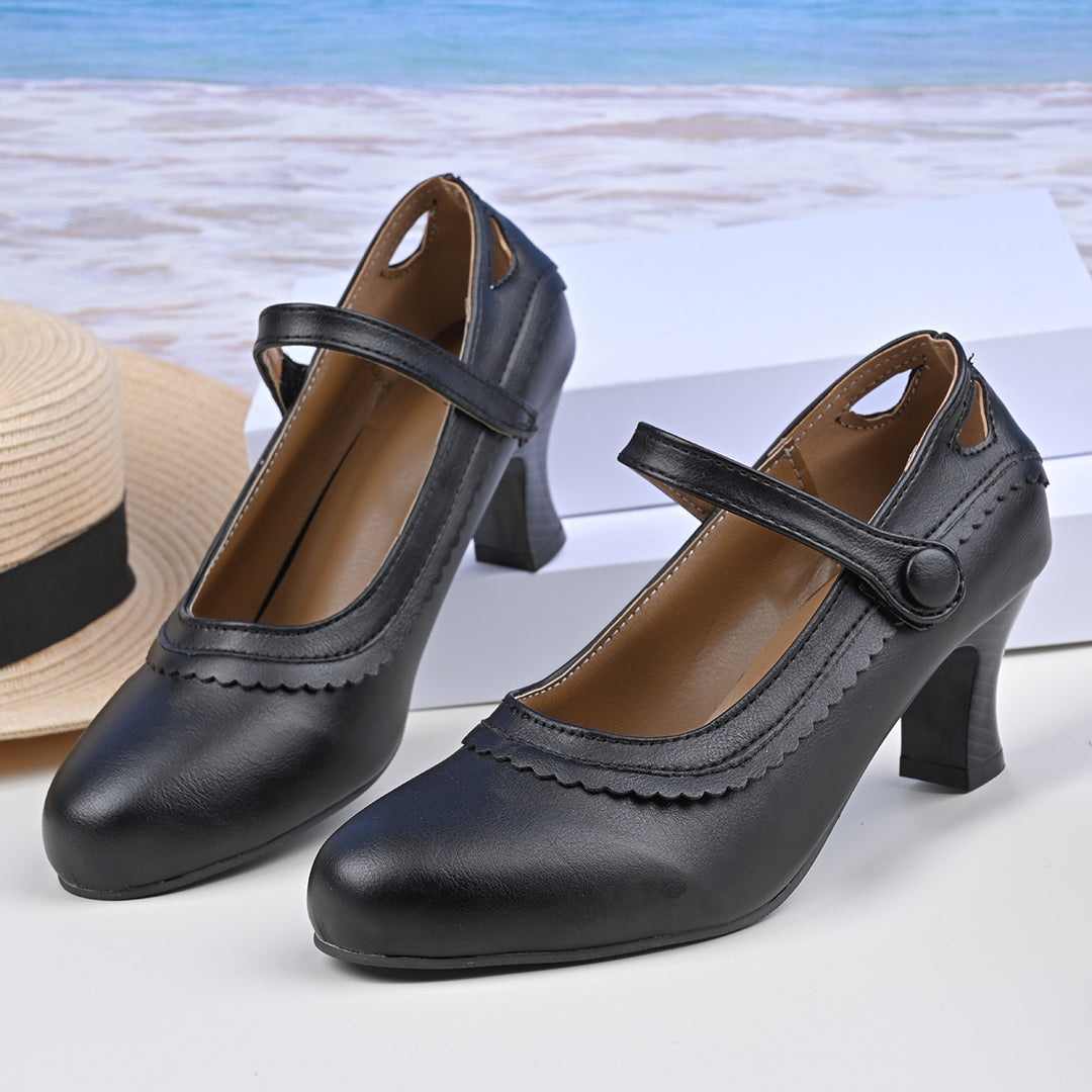 Damen Absatzschuhe mit verstellbarem Riemen und eleganter Schnalle R&B