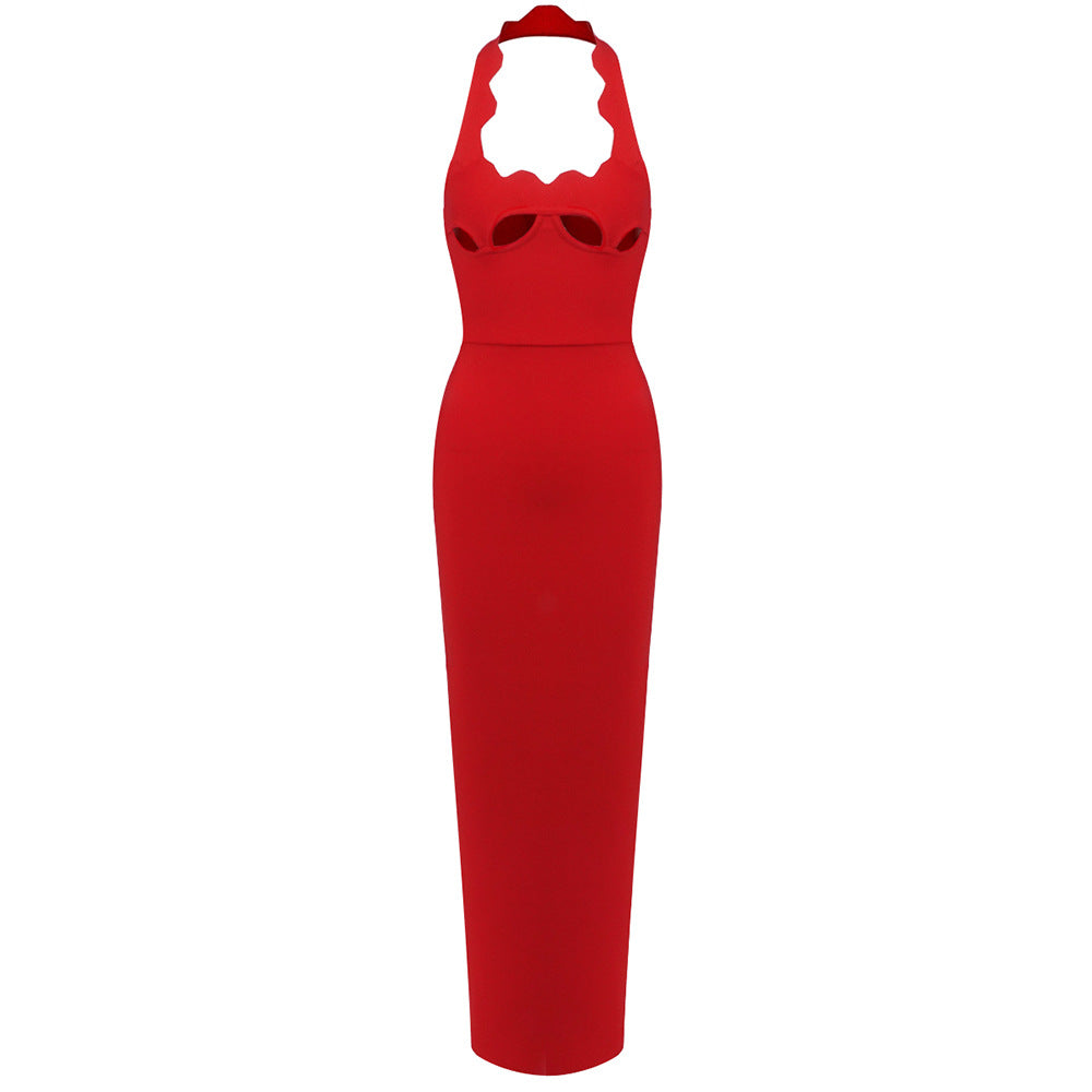 Damen Elegantes figurbetontes Abendkleid mit raffiniertem Ausschnitt R&B