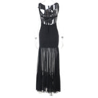 Damen Maxikleid mit transparentem unteren Saum R&B