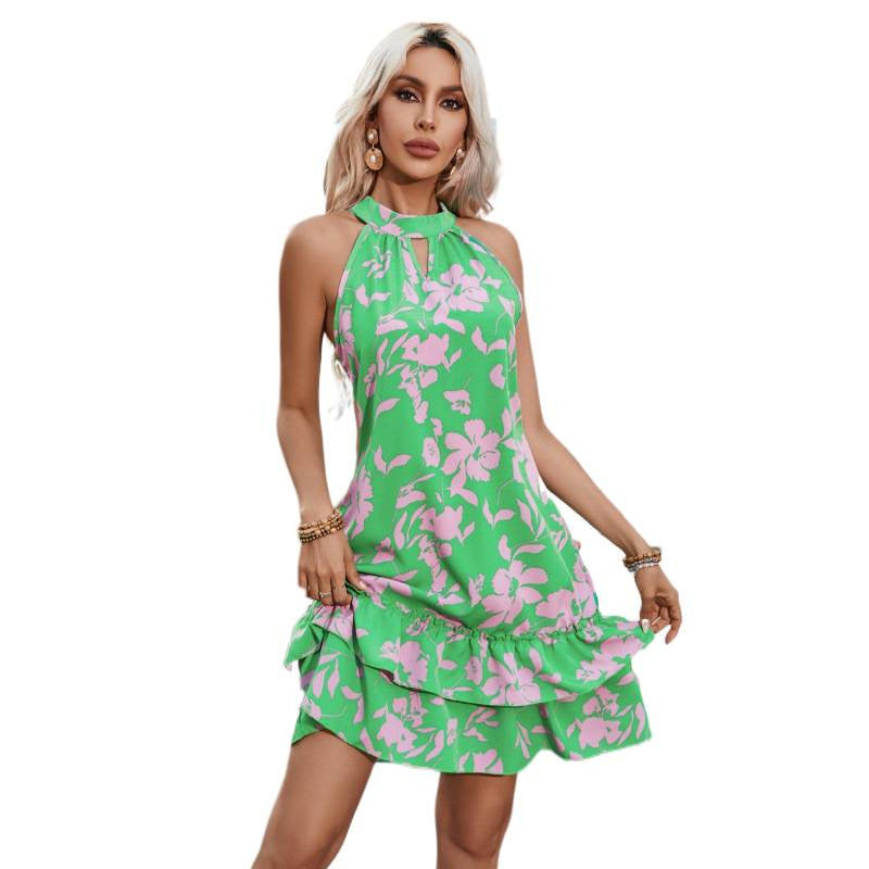 Damen Sommerliches Strandkleid mit Rüschen und attraktivem Blumenmuster R&B