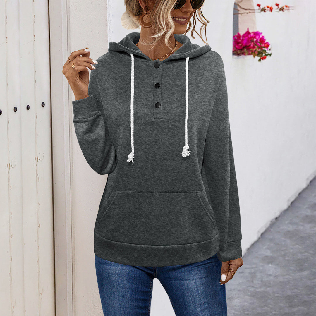 Damen Hoodie mit Knopfleiste und lässigem Schnitt R&B