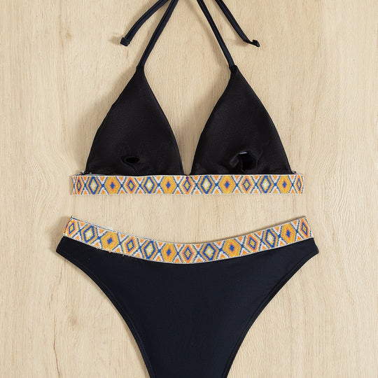 Damen Triangel-Bikini mit dekorativem Tribal-Band R&B