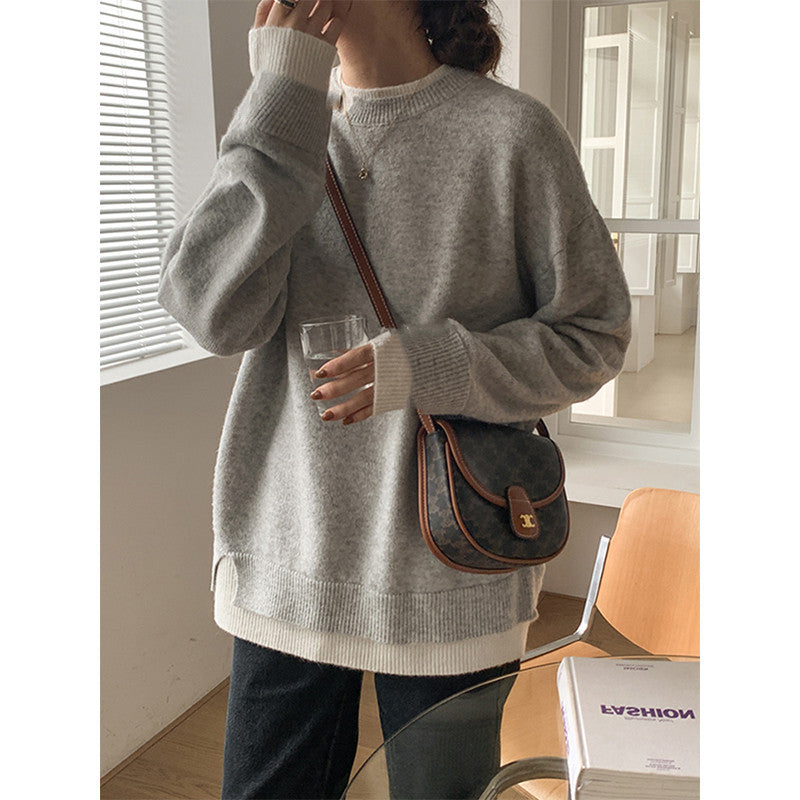 R&B | Grauer und Weißer Oversized Pullover