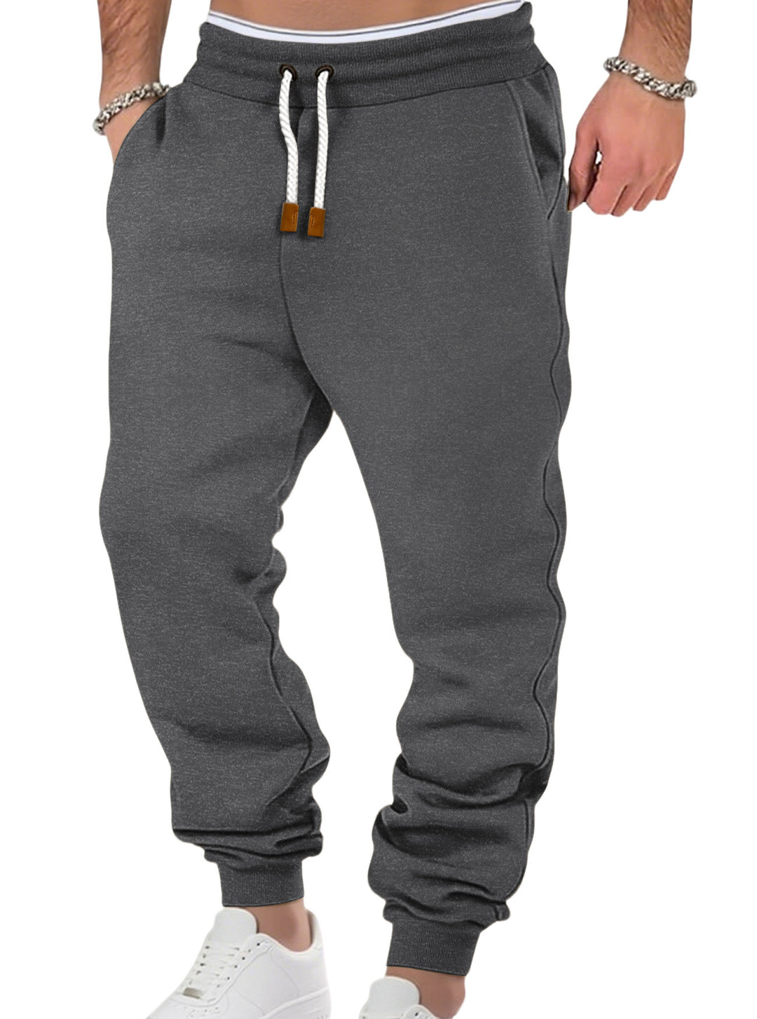 Herren nan komfortable Jogginghose aus hochwertiger Baumwollmischung mit elastischem Bund Kordelzug und Bündchen R&B