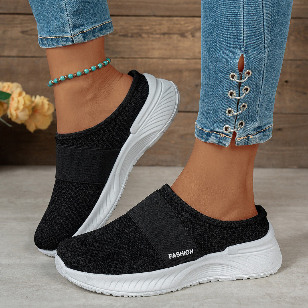 Damen Bequeme Slip-On Freizeitschuhe mit elastischem Riemen R&B
