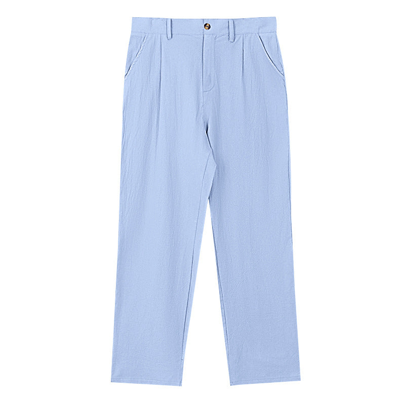 Herren nan elegante Bundfaltenhose aus leichtem Baumwollmix mit geradem Schnitt und Gürtelschlaufen R&B