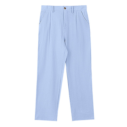 Herren nan elegante Bundfaltenhose aus leichtem Baumwollmix mit geradem Schnitt und Gürtelschlaufen R&B
