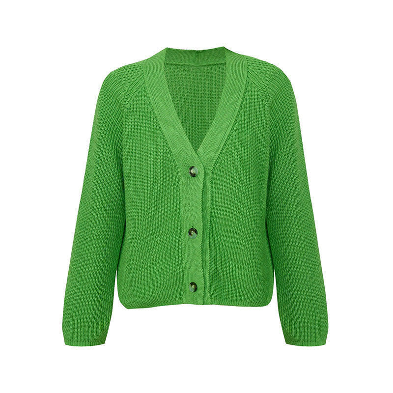 Damen Strickjacke mit großem V-Ausschnitt und Knopfverschluss R&B
