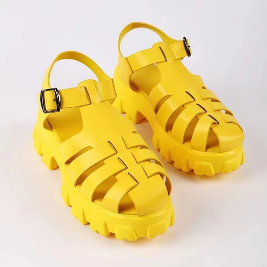 Damen stylische Plateau-Sandalen mit verstellbaren Riemen R&B