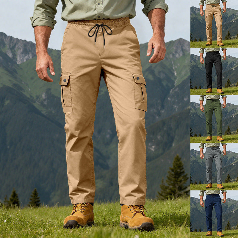 Herren nan robuste Freizeit-Cargohose mit elastischem Bund Tunnelzug und Mehrfachtaschen R&B