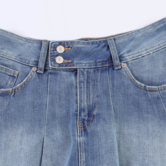 Damen Jeansrock mit plissiertem Design und praktischen Taschen R&B