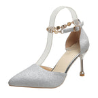 Damen elegante transparente High Heels mit glitzernden Akzenten R&B