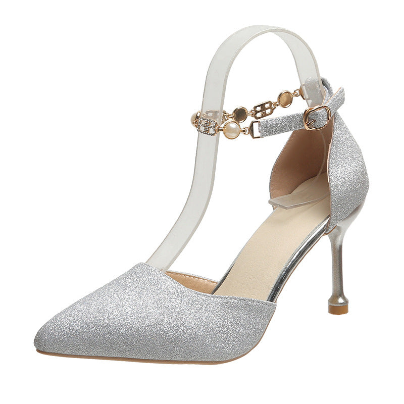 Damen elegante transparente High Heels mit glitzernden Akzenten R&B