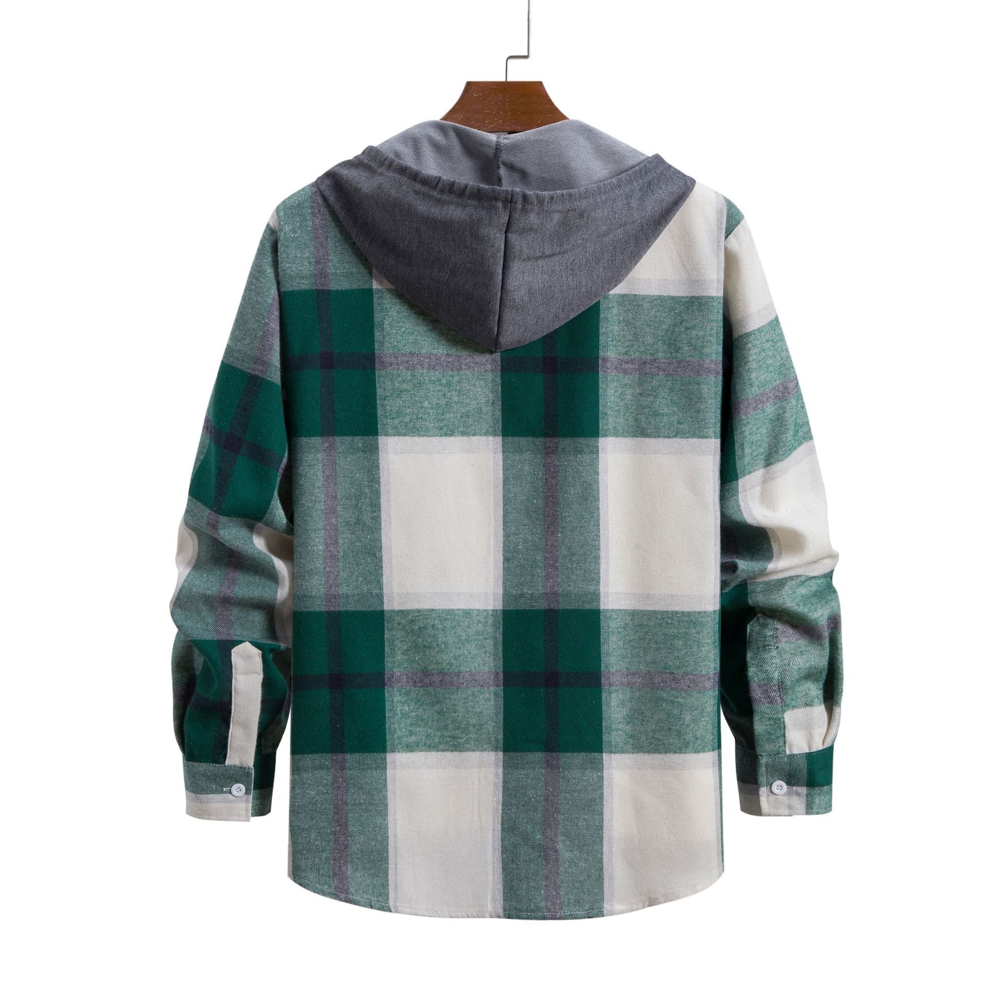 Herren Freizeit-Hemdjacke mit praktischer Kapuze und modernem Karomuster