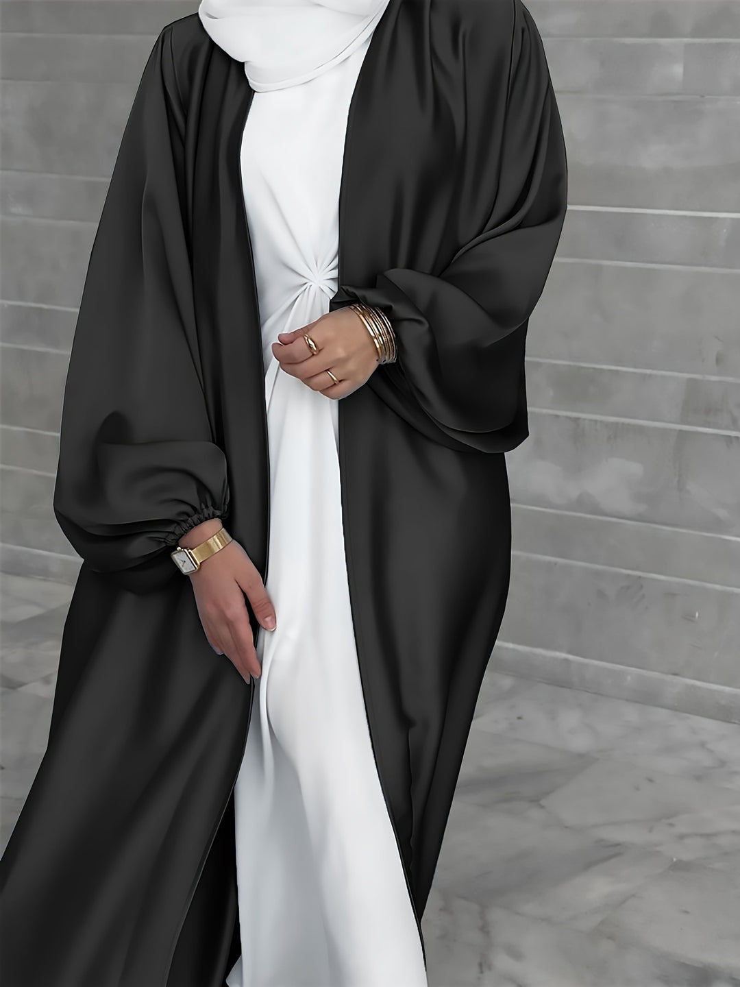 Damen Elegante Satinjacke mit weit geschnittenen Ärmeln R&B