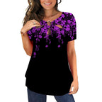 Damen elegantes Oberteil mit floralem Cut-Out-Design und glänzendem Ringeinsatz R&B