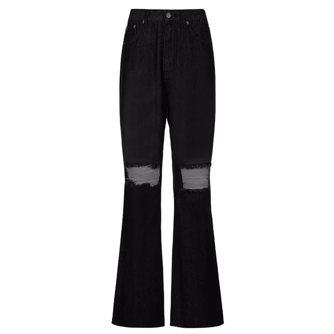 Damen Flared Jeans mit geschmackvollem Distressed-Design R&B