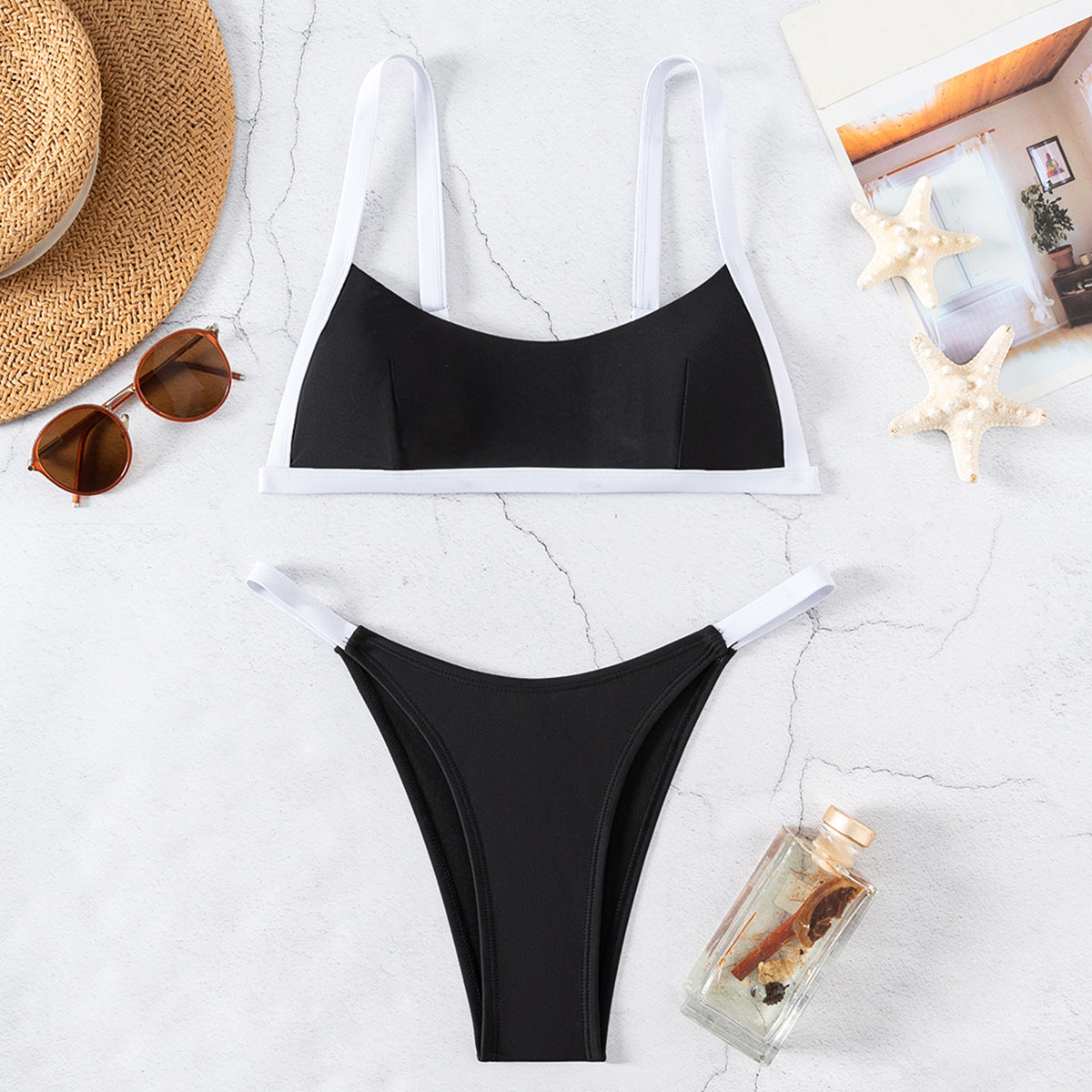 Damen Sportlicher Bikini-Set mit Kontrastdetails R&B
