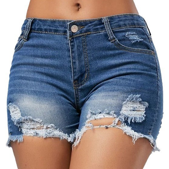 Damen Destroyed Denim Shorts R&B