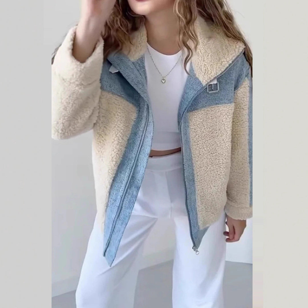 Damen Fleecejacke mit Kapuze und kontrastierenden Einsätzen R&B