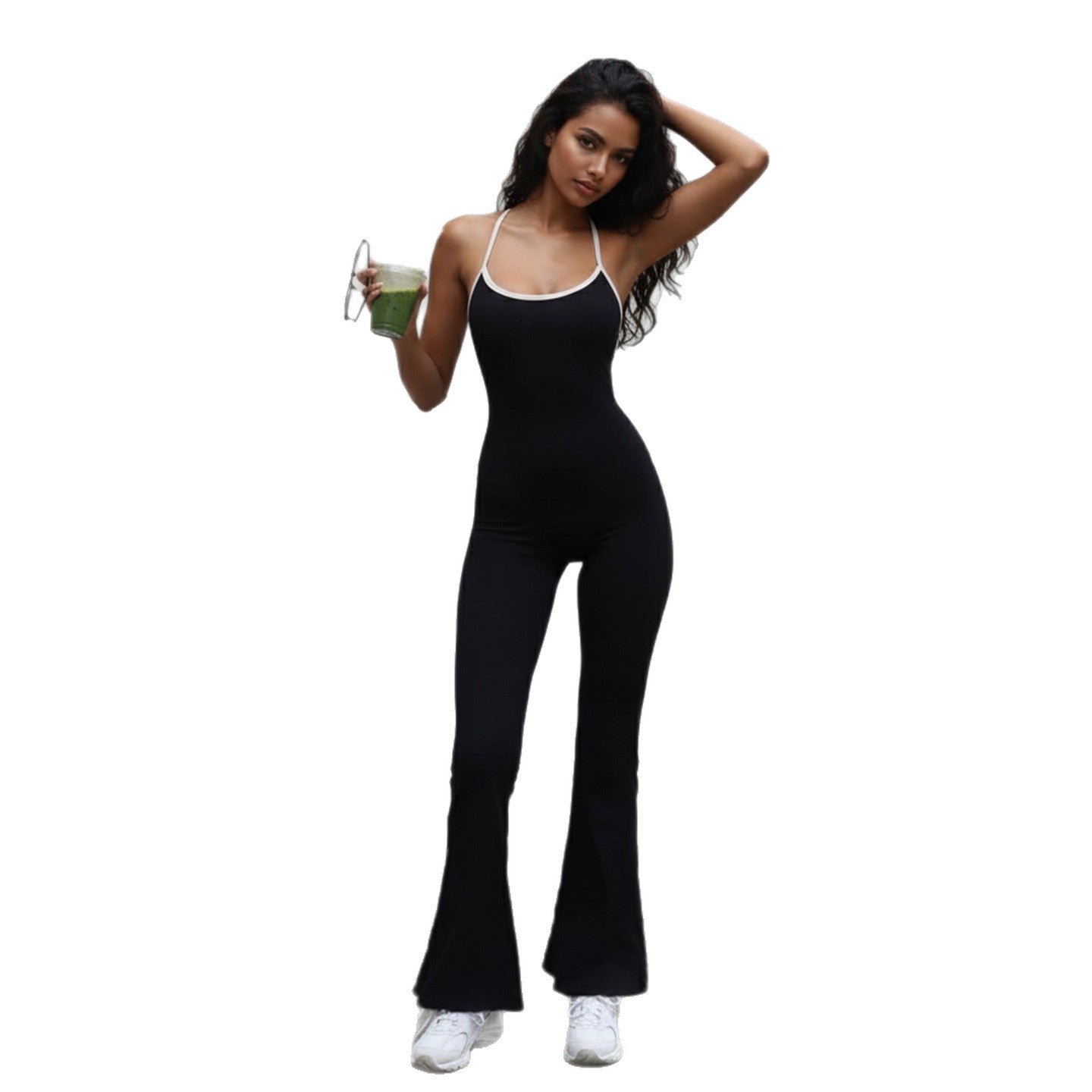 Damen Fluffiger Jumpsuit mit weiten Beinen und raffiniertem Rückenausschnitt R&B