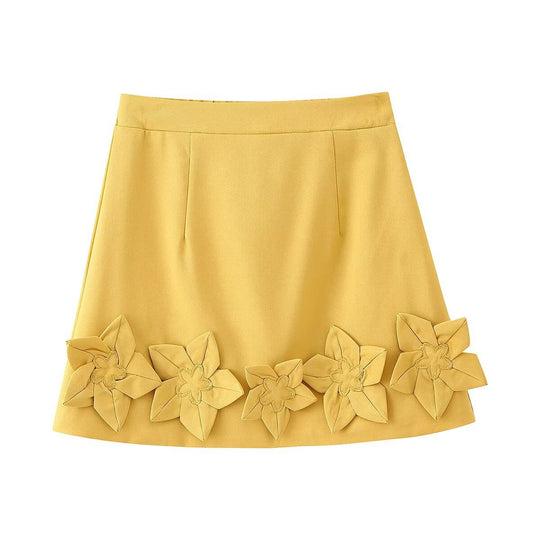Damen Crop-Top und Röcken-Set mit floralen Applikationen R&B