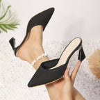 Damen Slingback-Pumps mit elegantem Spitzen-Design und transparentem Absatz R&B