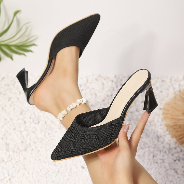 Damen Slingback-Pumps mit elegantem Spitzen-Design und transparentem Absatz R&B