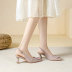 Damen Slingback-Pumps mit quadratischer Schuhspitze und modischem Riemendesign