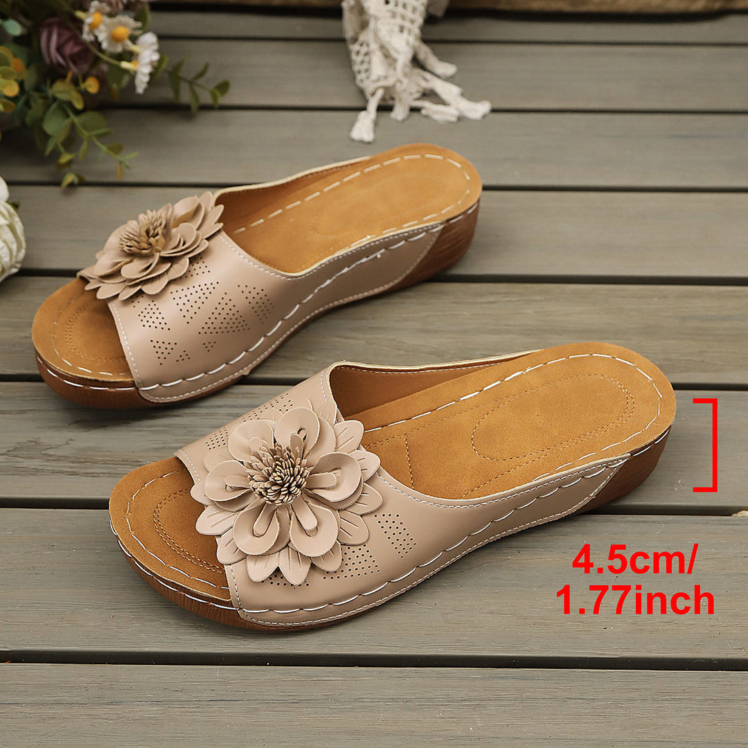 Damen Wedge-Pantoletten mit floralem Detail R&B
