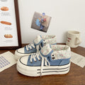 Damen Modische Plateau Sneakers mit floralem Innenfutter