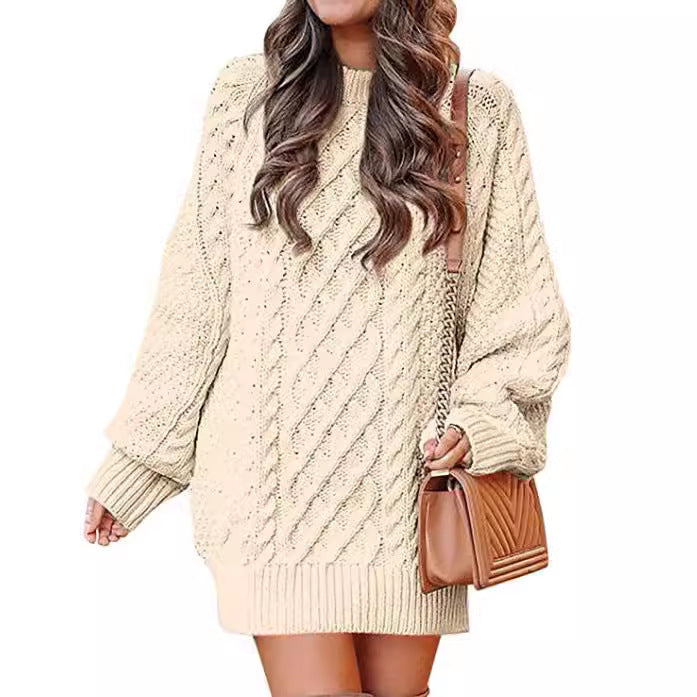 Damen Großer Strickpullover mit Zopfmuster und lässigem Schnitt R&B