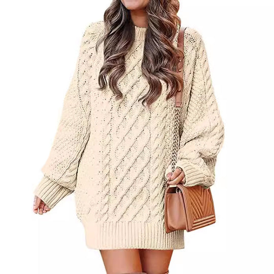 Damen Großer Strickpullover mit Zopfmuster und lässigem Schnitt R&B