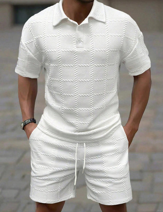 Herren Sportliches Kurzarm-Set mit strukturierter Oberfläche R&B