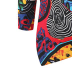 Damen Langarmshirt mit asymmetrischem Schnitt und buntem Grafikdruck