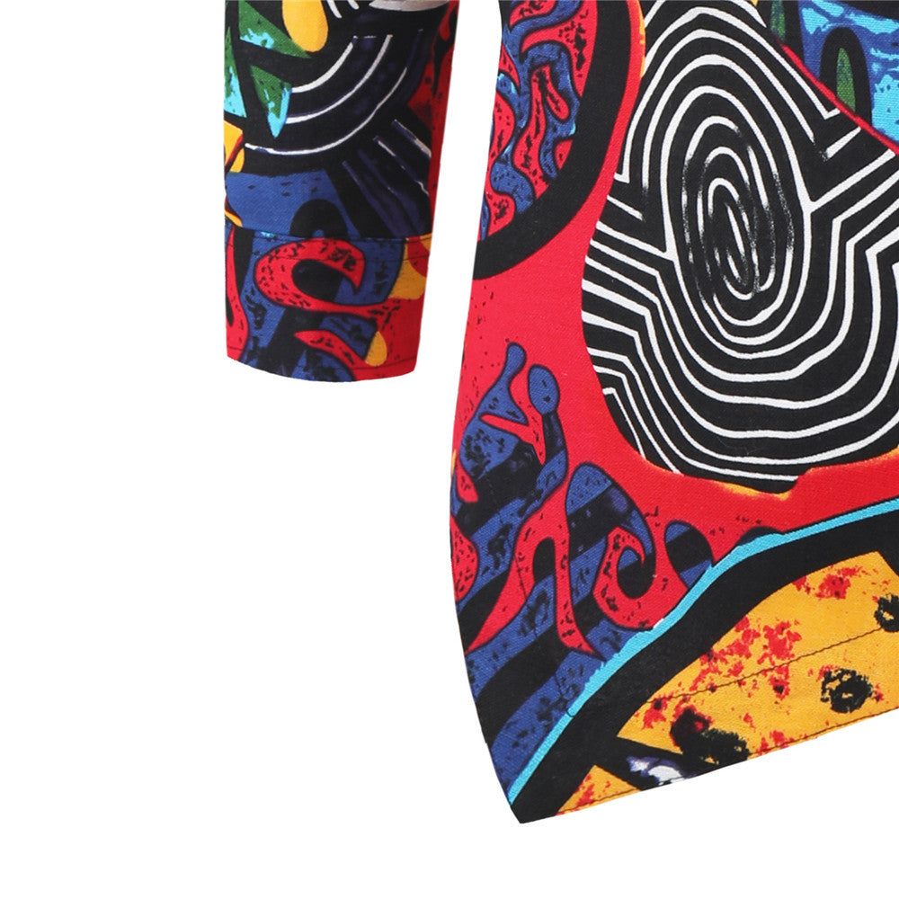 Damen Langarmshirt mit asymmetrischem Schnitt und buntem Grafikdruck
