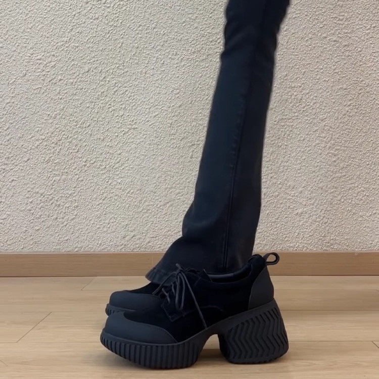 Damen modische Schnürschuhe mit robustem Blockabsatz
