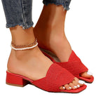 Damen modische Slipper mit dekorativem Riemendesign und niedriger Blockabsatz R&B